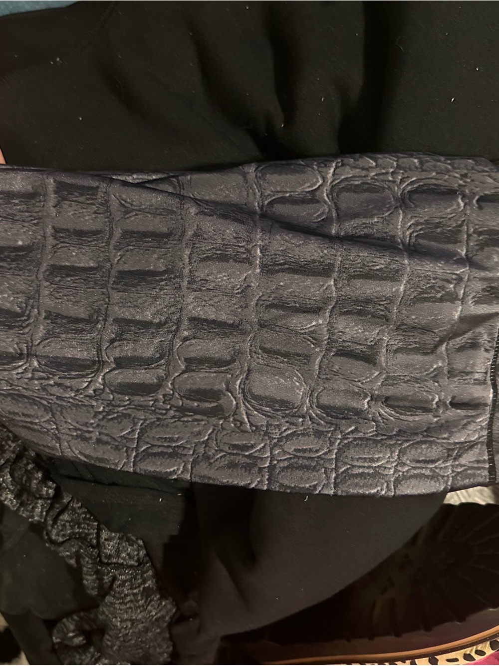 Terez Croc-Embossed Leggings - Charcoal